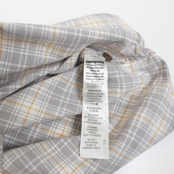 Patagonia Mens Back Step Collared Shirt Beyond Horizons Salt Grey Hemp Cotton XL - Picture 13 of 16